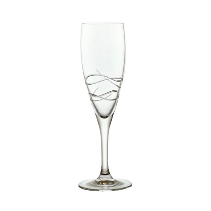 Set of six Crystalite Champagne Flutes by Glassware UK, 180ml elegant glassware for celebrating special occasions.