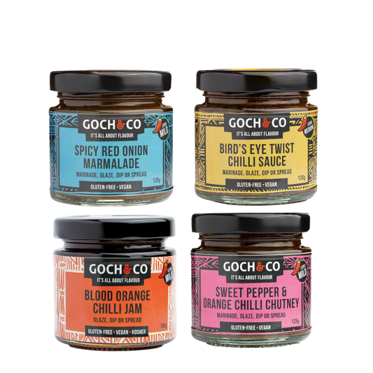 Goch & Co Goch Chilli Gift Box with assorted spicy chili sauces and condiments in a decorative packaging.
