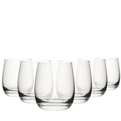 Set of six Crystalite whisky tumblers from Glassware UK, 250ml crystal-clear glassware for enjoying whisky.