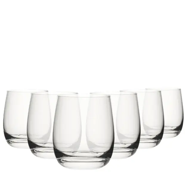 Set of six Crystalite whisky tumblers, 250ml glassware by Glassware UK, showing clear, elegant whisky glasses on a neutral background.