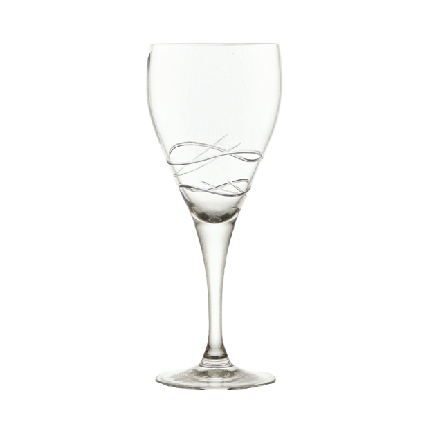 Set of six Turing Crystalite wine glasses from Glassware UK, 280ml capacity, clear and elegant for wine serving.
