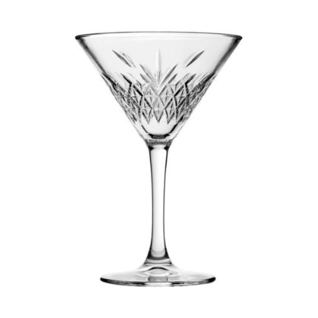 Set of six Timeless Fully Cut 230ml cocktail glasses by Glassware UK, featuring elegant design perfect for martinis.