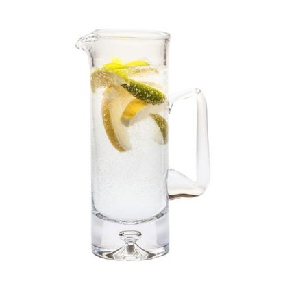 Krosno Glass Water Jug by Glassware UK, 1-liter clear glass pitcher with a smooth handle and wide opening for serving water.