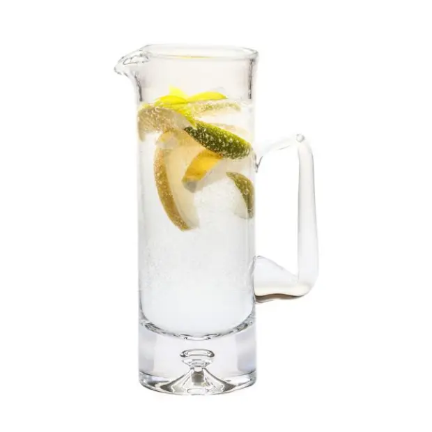 Krosno Glass Water Jug in clear glass, 1-liter capacity, elegant design, made by Glassware UK, suitable for serving water and beverages.