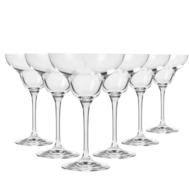 Set of six Krosno Avant-Garde margarita glasses, 270ml champagne flutes with elegant design and clear glassware by Glassware UK