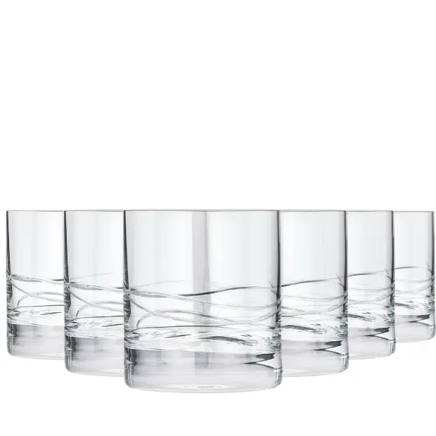 Set of six Crystalite whisky tumblers by Glassware UK, 310ml, clear glass with a sleek, modern design for enjoying whisky.