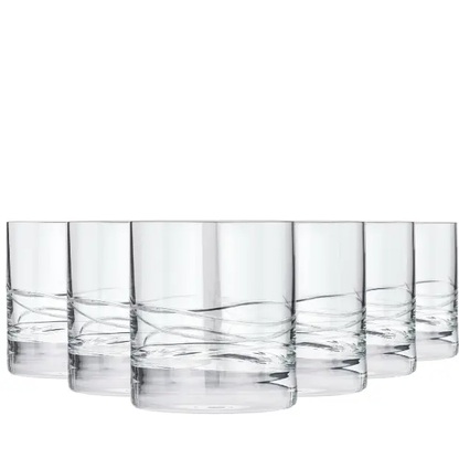 Set of six Crystalite whisky tumblers by Glassware UK, 310ml, clear glass with a sleek, modern design for enjoying whisky.