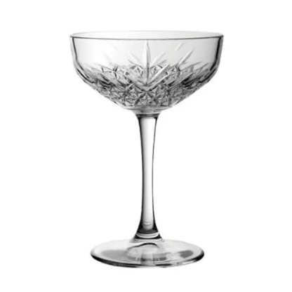 Set of six Timeless Fully Cut Champagne Flutes by Glassware UK, 270ml, with elegant clear glass and intricate cut design.