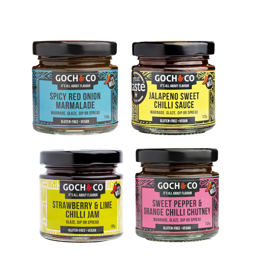 Goch & Co Goch Chilli Gift Box with assorted spicy chili products and vibrant packaging, perfect for gifting.