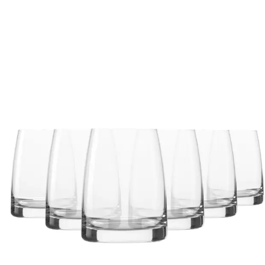 Set of six Stolzle Experience DOF whisky tumblers, 325ml glassware for enjoying whiskey drinks.