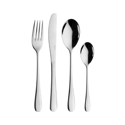 24-piece Pintinox Princess Steel Cutlery Set by Glassware UK, includes forks, knives, and spoons arranged on a table.