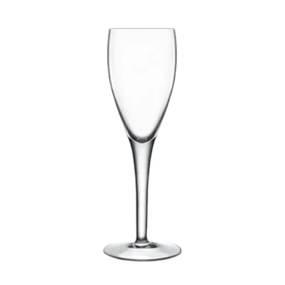 Set of six Luigi Bormioli 160ml champagne flutes from Glassware UK, clear glassware with tall, slender bowl and elegant stem.
