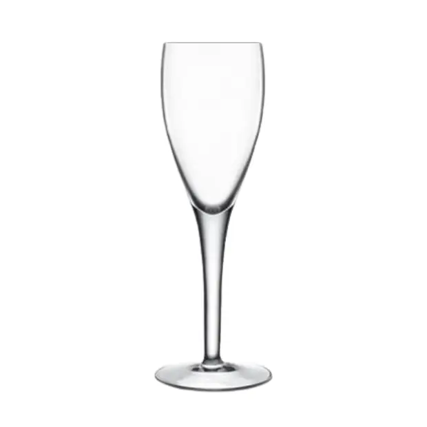 Set of six Crystalite champagne flutes by Glassware UK, 230ml clear glassware for celebrating special occasions.