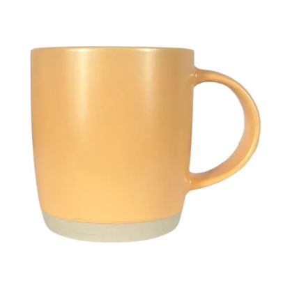 Ceramic peach coffee mug from Glassware UK with a smooth finish and classic shape, perfect for hot beverages.