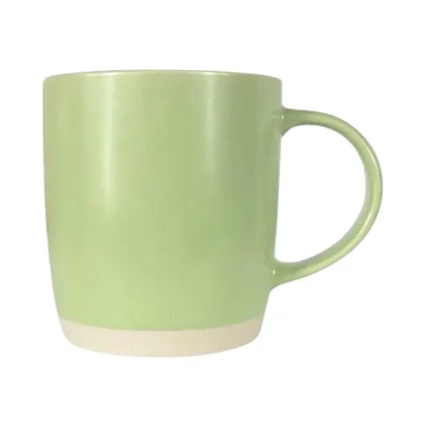 Green ceramic coffee mug from Glassware UK, featuring a smooth handle and classic design, ideal for hot beverages.