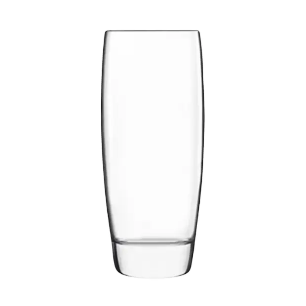 Set of six Luigi Bormioli highball whisky tumblers with clear glass, 310ml capacity, stylish and durable glassware for cocktails.