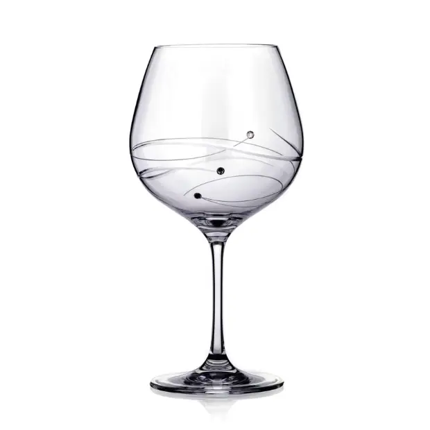 Elegant Diamante Gin Glass with spiral cut design, featuring sparkling embellishments, perfect for stylish gin drinking.