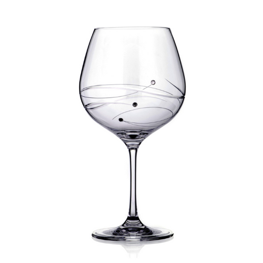 Elegant Diamante Gin Glass with spiral cut design, crafted by Glassware UK, featuring sparkling embellishments and a classic shape.