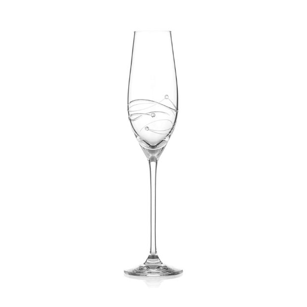 Elegant Diamante Champagne Flute with spiral cut design from Glassware UK, featuring sparkling rhinestone embellishments.