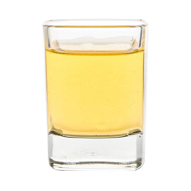 Set of six 60ml square shot glasses by Glassware UK, featuring clear glass design and compact shape for easy use.