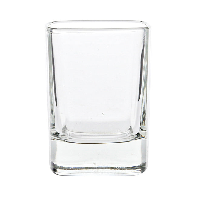 Set of six Square 60ml shot glasses by Glassware UK, featuring a modern square design and clear glass material.
