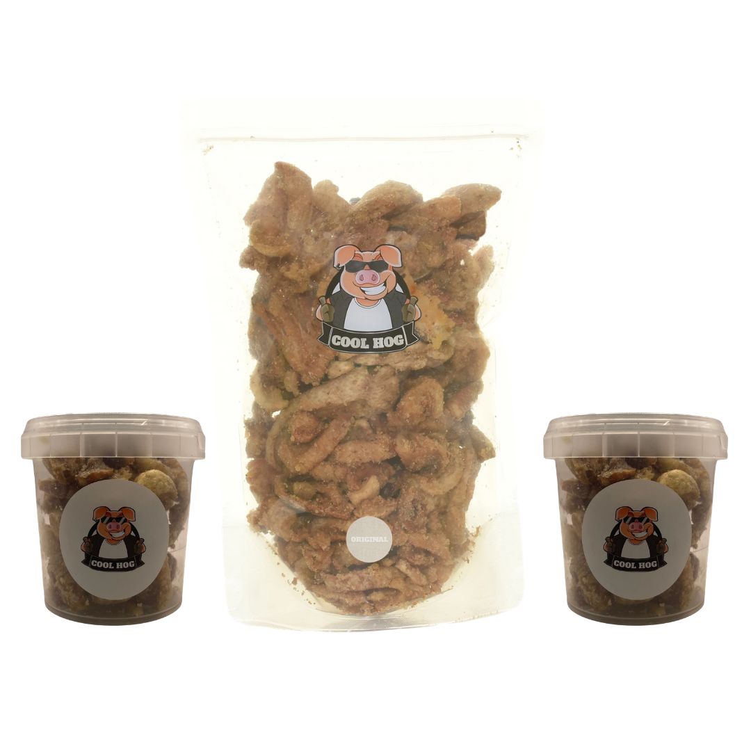 Cute piggy bank bundle from Cool Hog Snacks featuring colorful pig-shaped coin banks for saving money.