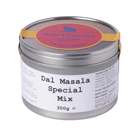 Wild Elephant Dal Masala Special Mix seasoning from Whole Food Earth, featuring blended spices for flavorful dal dishes.