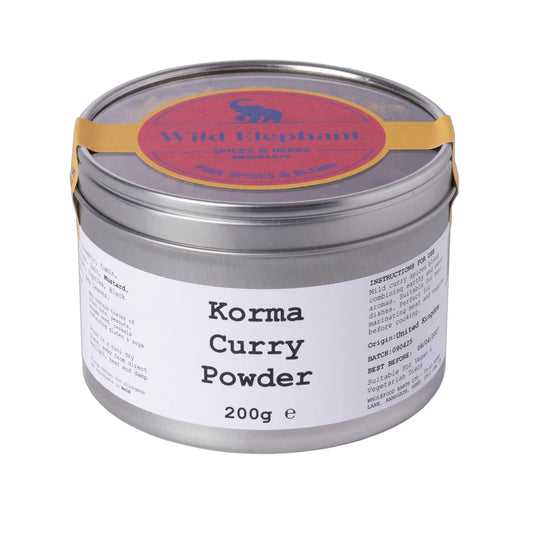 Wild Elephant Korma Curry Powder from Whole Food Earth, a blend of spices for flavorful Indian-style dishes.