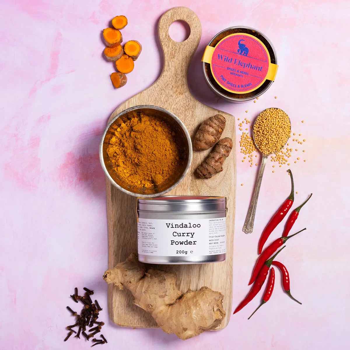 Wild Elephant Vindaloo Curry Powder from Whole Food Earth, a blend of spices for authentic Indian-style curry cooking.