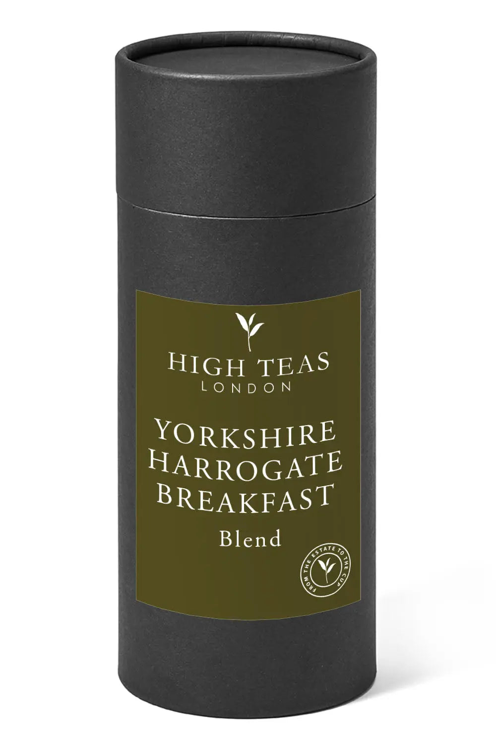 Loose leaf Yorkshire Harrogate Breakfast Brew tea by High Teas, shown in a clear image with tea leaves and packaging.