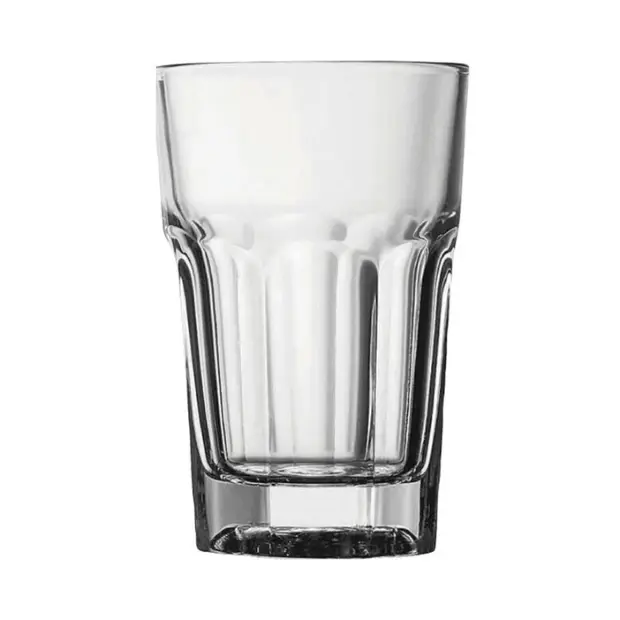 Set of six Glassware UK Casablanca water whisky tumblers, 280ml, clear glass with a simple, elegant design.