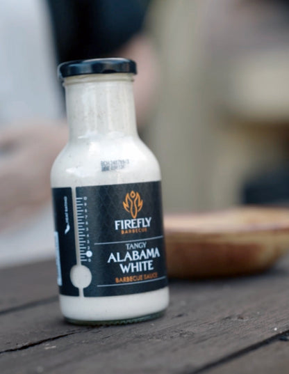 FireFly Barbecue Alabama White BBQ Sauce in a jar, creamy and tangy white sauce for grilled meats and sandwiches.