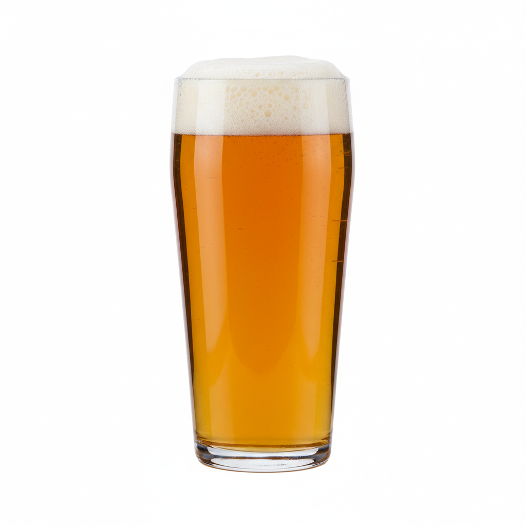 Glassware UK Ale Craft Beer Tankard 570ml with frothy beer inside, clear glass showcasing the beer's rich color and foam.