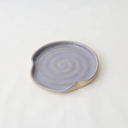 Amethyst purple classic spoon rest by Katie L Thompson Designs, ceramic kitchen accessory for holding cooking spoons.