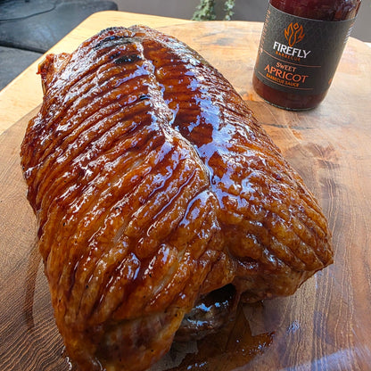 FireFly Barbecue Sweet Apricot BBQ Sauce bottle with apricot flavor and rich barbecue sauce texture.