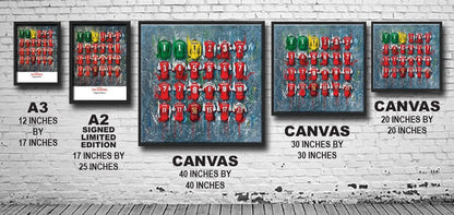 Limited edition Ipswich Town football shirt framed print by Terry Kneeshaw Art, showcasing vintage Ipswich Town football memorabilia.
