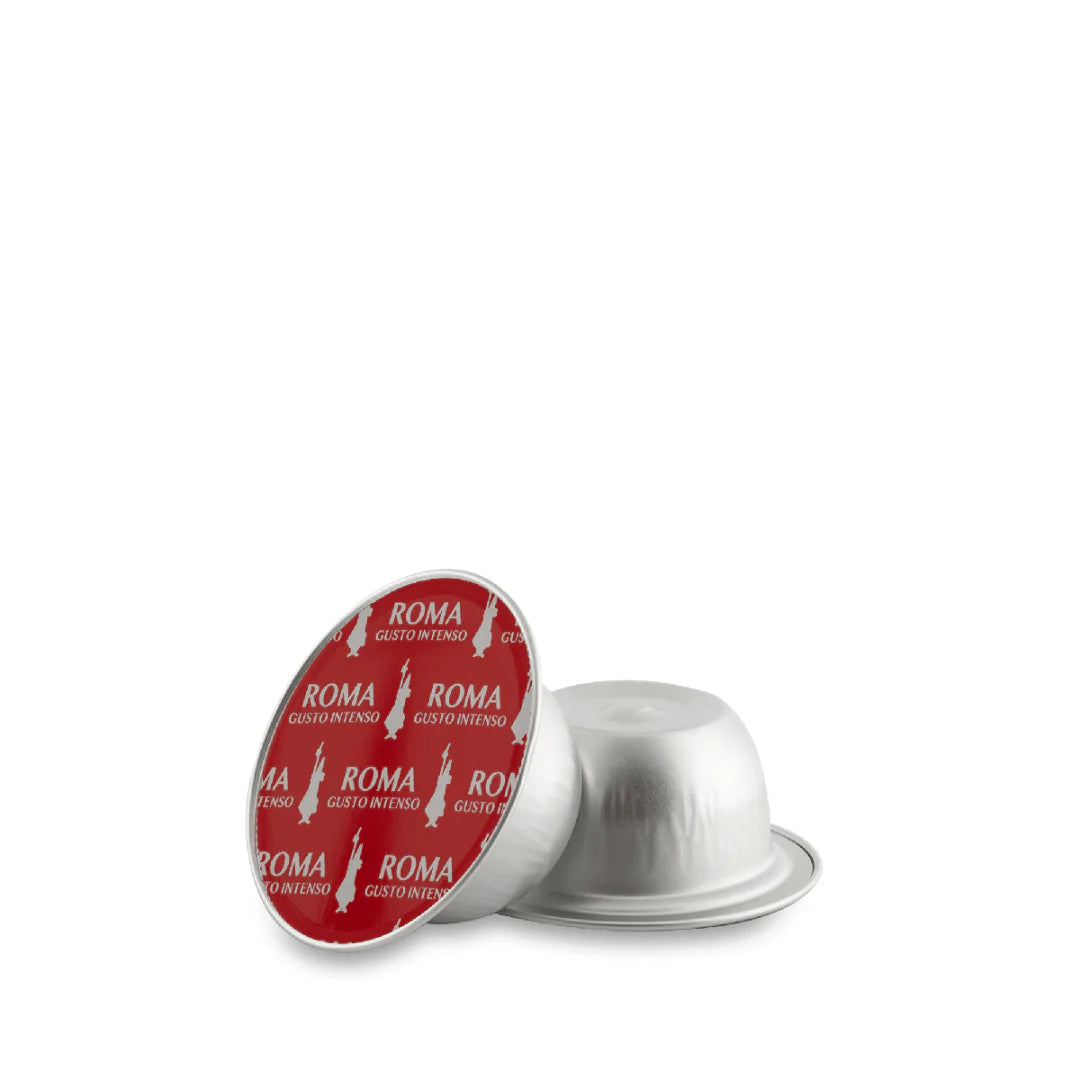 Bialetti Caffe’ d’Italia Coffee Capsules by Brew Italia, Gioia compatible, showing a box of coffee capsules on a white background.
