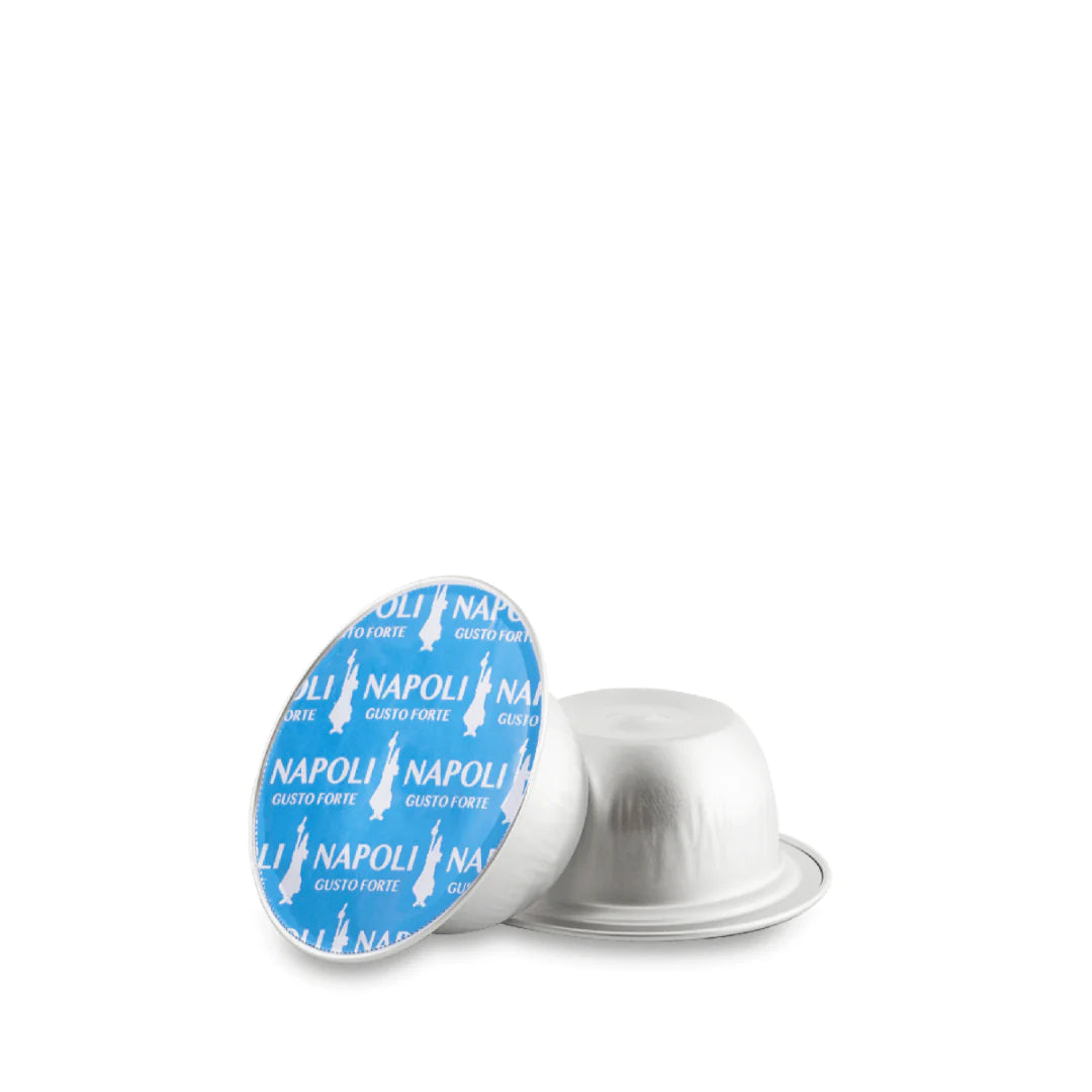Bialetti Caffe’ d’Italia Coffee Capsules by Brew Italia, Gioia compatible, in a row showing colorful capsule packaging.