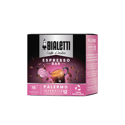Bialetti Caffe’ d’Italia coffee capsules compatible with Gioia, Brew Italia Bialetti coffee capsules for espresso brewing.