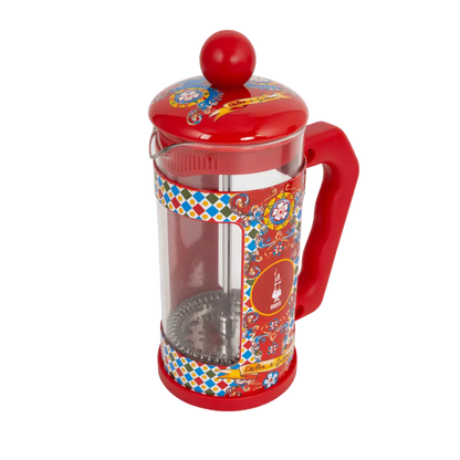 Bialetti Dolce&Gabbana Sicilian Cart coffee press by Brew Italia, 350ml ceramic cafetiere with colorful Sicilian-inspired design.