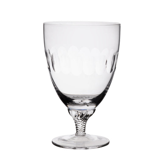 Crystal bistro glasses with lens pattern by The Vintage List, featuring a square shape and elegant design.
