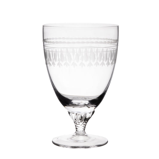 Crystal bistro glasses with oval design by The Vintage List, featuring a square-shaped pattern for elegant tableware.
