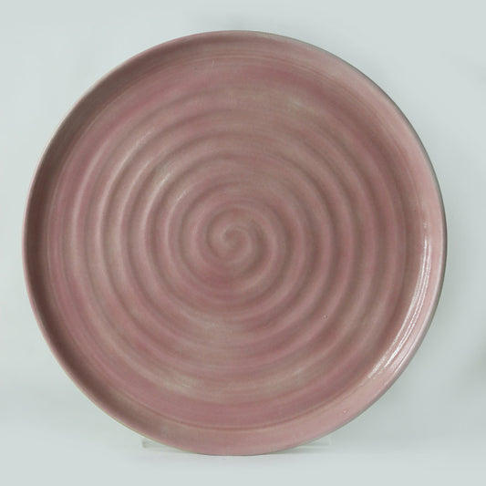 Blush pink classic dinner plate by Katie L Thompson Designs, round ceramic plate for serving meals with elegant color.