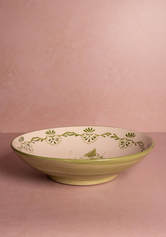 Green Cara Shell Serving Bowl by Casa, ceramic dish with a shell-inspired design for serving food or decorative use.