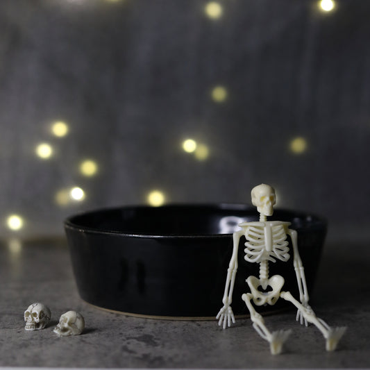 Jet black classic pasta bowl by Katie L Thompson Designs, showcasing a smooth, round ceramic bowl for serving pasta dishes.