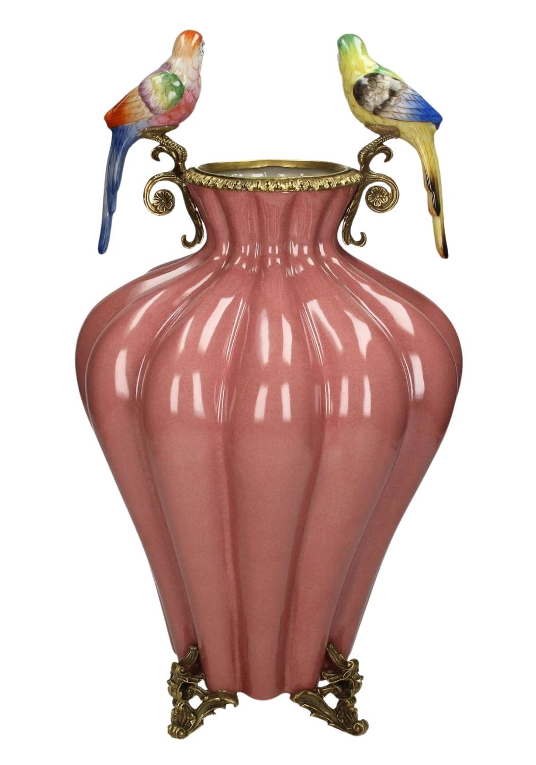 Casa by Josephine Jenno Bridgerton Regency style vase featuring two intricately detailed birds, elegant and decorative home accent.