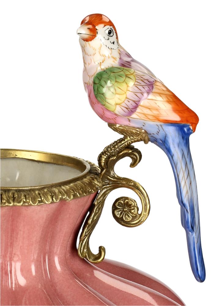 Bridgerton Regency style vase by Casa with two detailed bird figurines, elegant decorative piece for home decor.