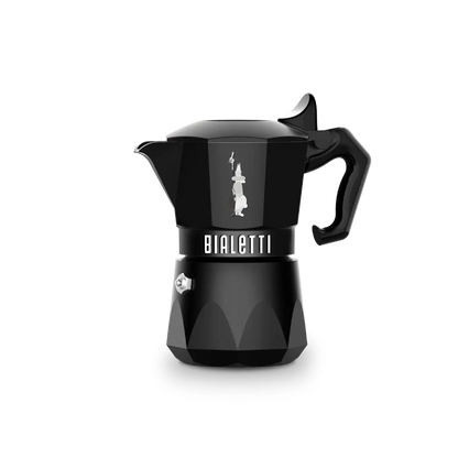 Bialetti Moka Express Exclusive coffee maker in black, part of Brew Italia's Bialetti hardware collection, with a sleek design.