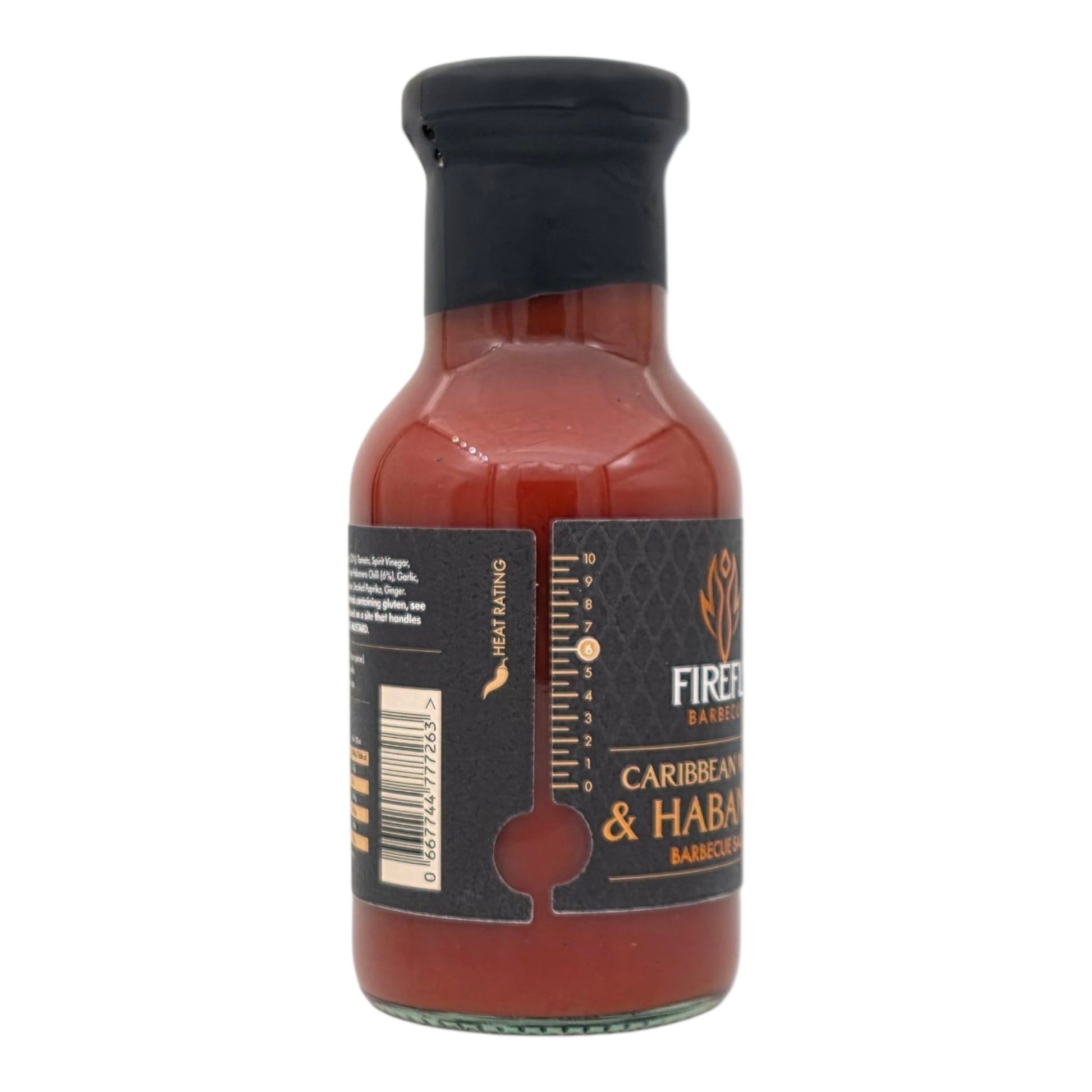 FireFly Barbecue Caribbean Mango Hot Sauce bottle with vibrant label, showcasing the spicy and fruity flavor of the BBQ sauce.