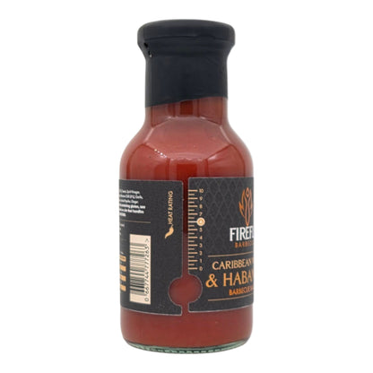 FireFly Barbecue Caribbean Mango Hot Sauce bottle with vibrant label, showcasing the spicy and fruity flavor of the BBQ sauce.